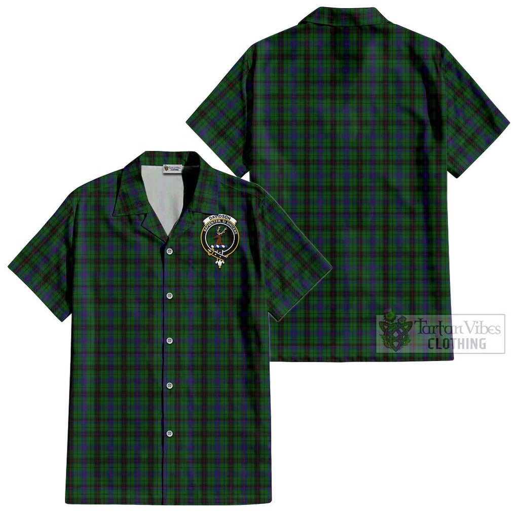 Davidson Tartan Cotton Hawaiian Shirt with Family Crest Kid - Tartan Vibes Clothing