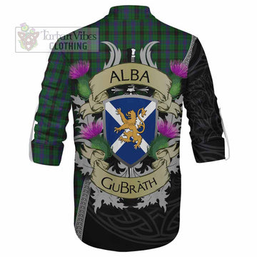 Davidson Tartan Family Crest Ghillie Kilt Shirt Lion Rampant Royal Thistle Shield Celtic Inspired