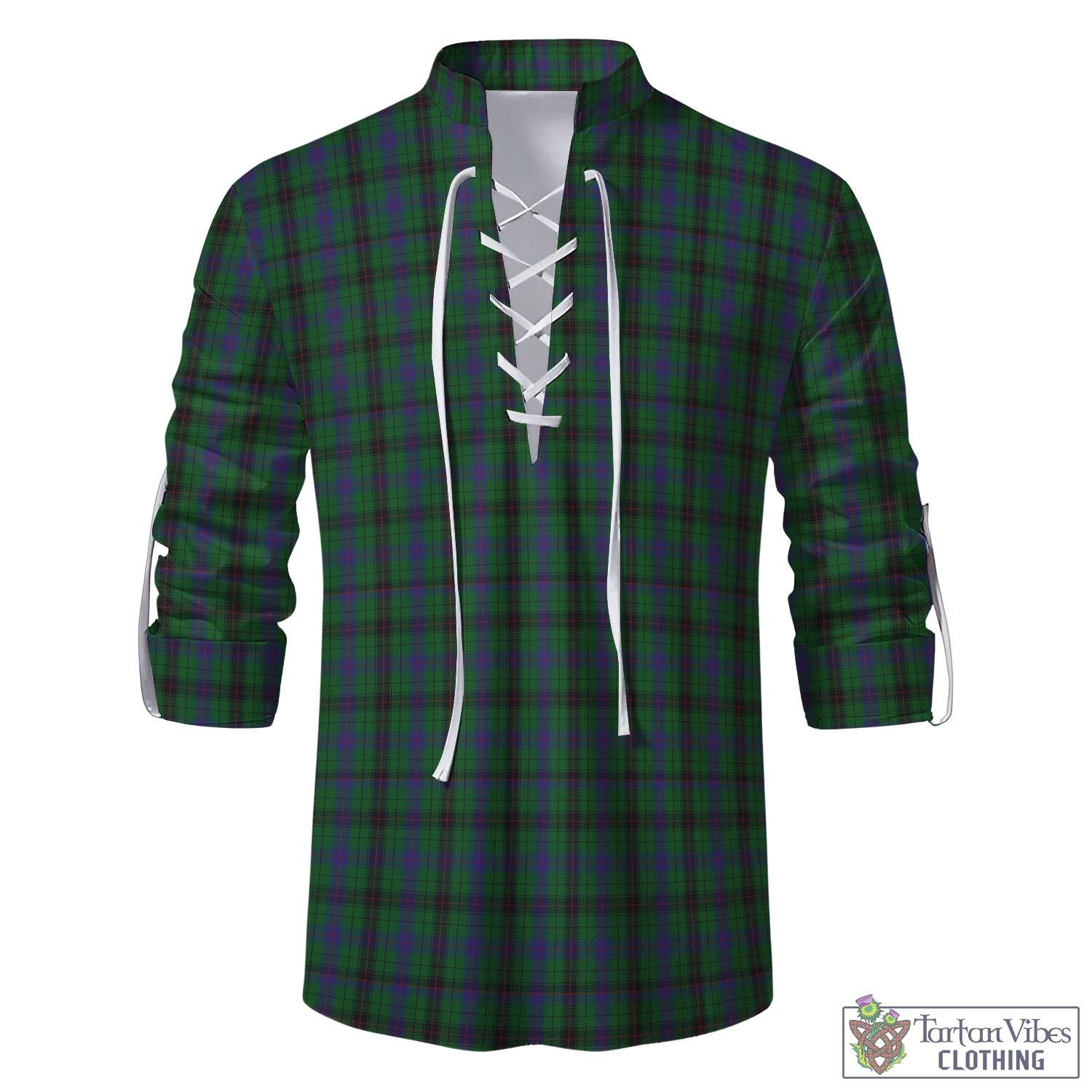 Tartan Vibes Clothing Davidson Tartan Men's Scottish Traditional Jacobite Ghillie Kilt Shirt