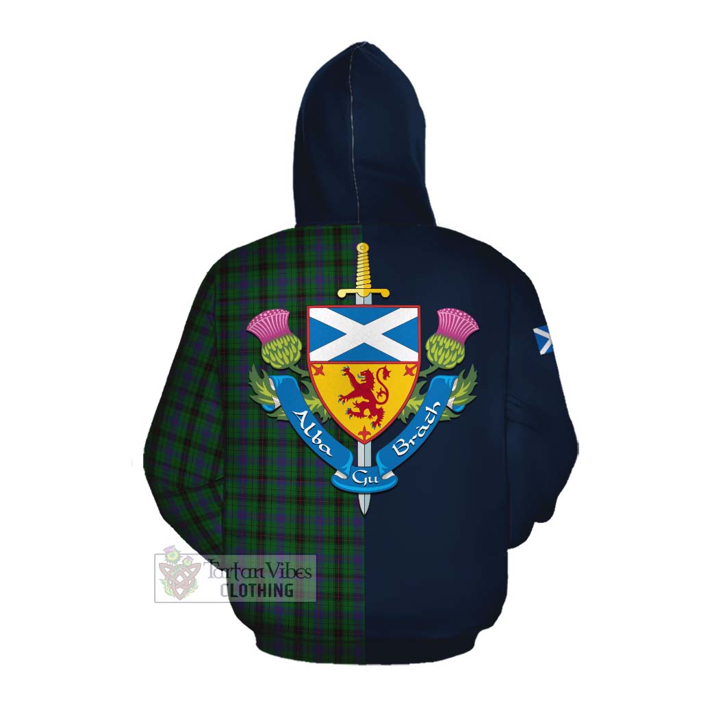 Davidson Tartan Cotton Hoodie Alba with Scottish Lion Royal Arm Half Style Pullover Hoodie - Tartan Vibes Clothing