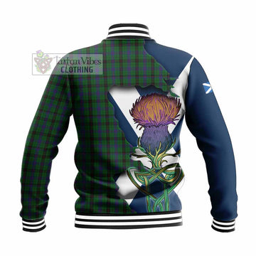 Davidson Tartan Family Crest Baseball Jacket Scottish Thistle Celtic Inspired