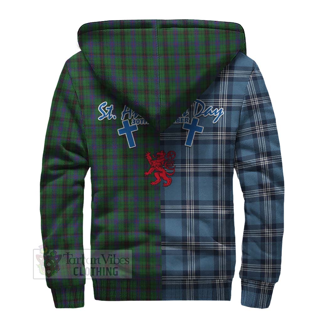 Davidson Tartan Sherpa Hoodie Happy St. Andrew's Day Half Tartan Style - Tartan Vibes Clothing