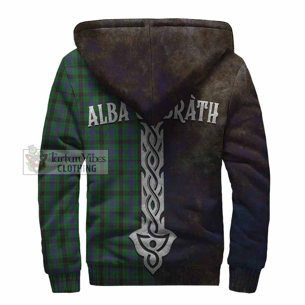 Tartan Vibes Clothing Davidson Tartan Family Crest Sherpa Hoodie Alba Gu Brath Be Brave Lion Ancient Style