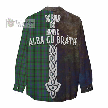 Davidson Tartan Family Crest Women's Casual Shirt Alba Gu Brath Be Brave Lion Ancient Style