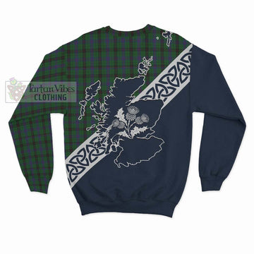 Davidson Tartan Sweatshirt Featuring Thistle and Scotland Map