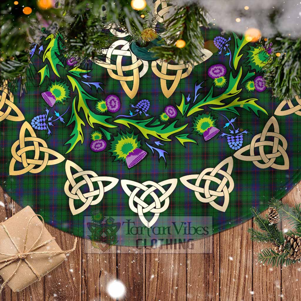Tartan Vibes Clothing Davidson Tartan Christmas Tree Skirt with Thistle Celtic Knot Style