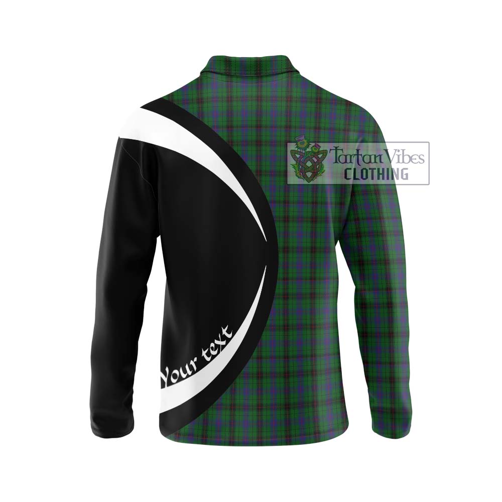 Davidson Tartan Long Sleeve Polo Shirt with Family Crest Circle Style - Tartan Vibes Clothing