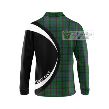 Davidson Tartan Long Sleeve Polo Shirt with Family Crest Circle Style - Tartan Vibes Clothing
