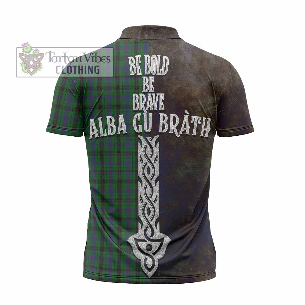 Tartan Vibes Clothing Davidson Tartan Family Crest Zipper Polo Shirt Alba Gu Brath Be Brave Lion Ancient Style