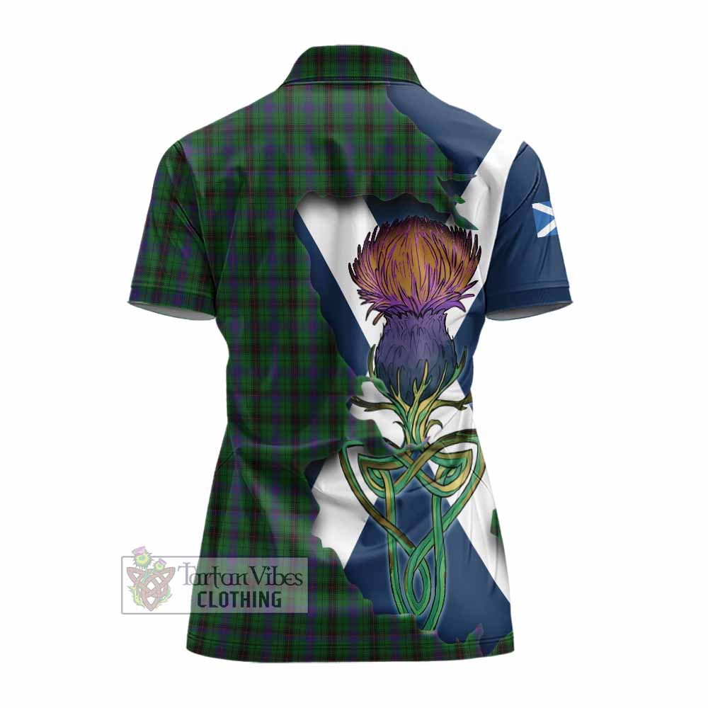 Tartan Vibes Clothing Davidson Tartan Family Crest Women's Polo Shirt Scottish Thistle Celtic Inspired