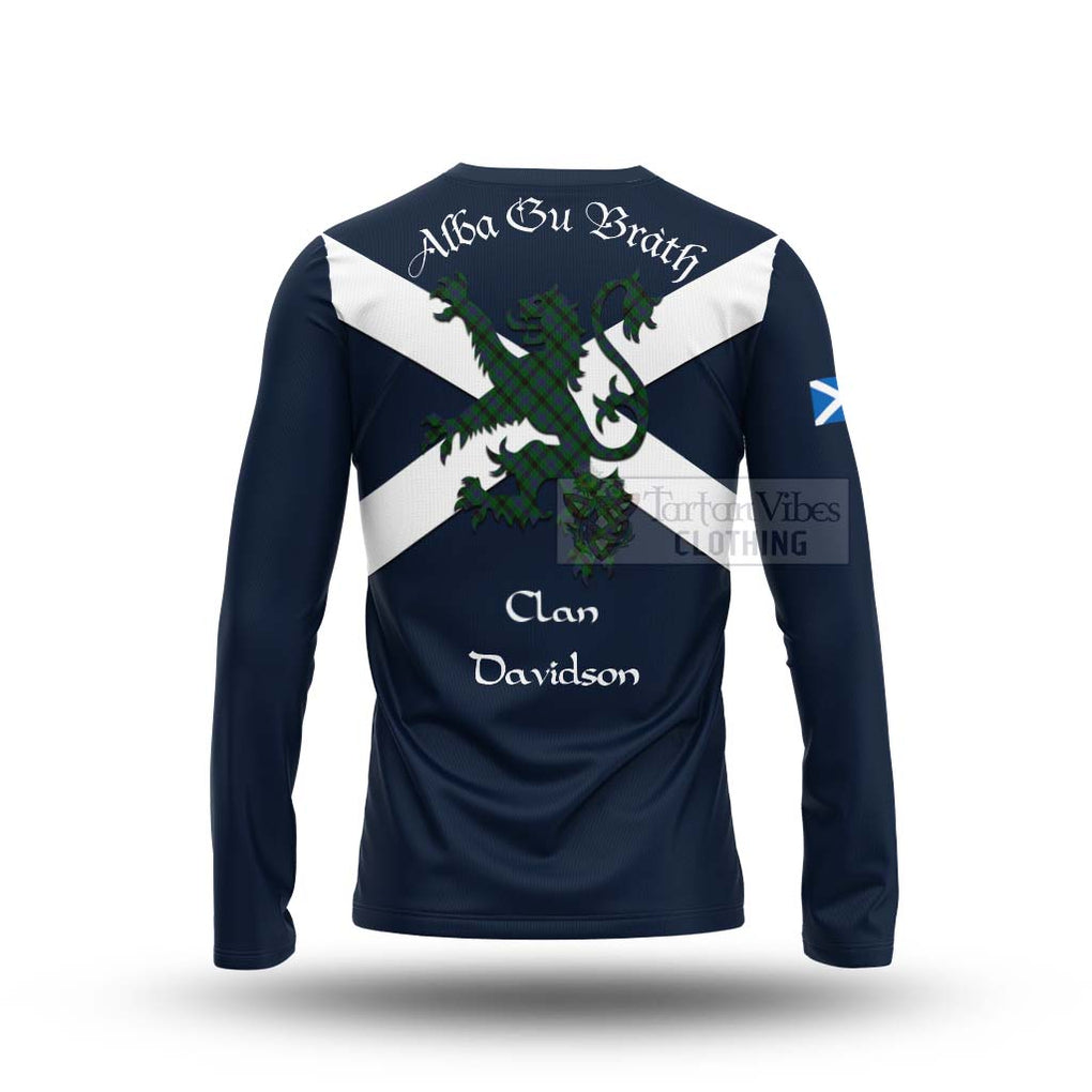 Tartan Vibes Clothing Davidson Tartan Lion Rampant Long Sleeve T-Shirt – Proudly Display Your Heritage with Alba Gu Brath and Clan Name
