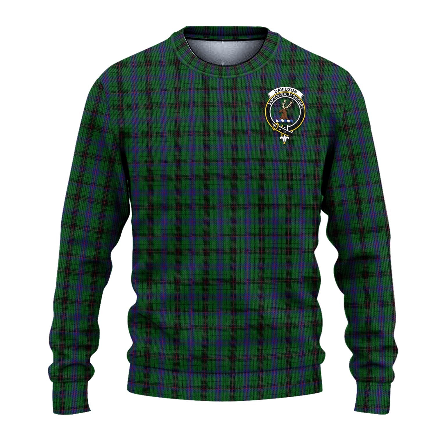 Davidson Tartan Knitted Sweater with Family Crest - Tartanvibesclothing