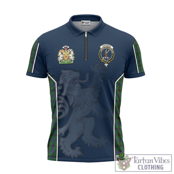 Davidson Tartan Zipper Polo Shirt with Family Crest and Lion Rampant Vibes Sport Style