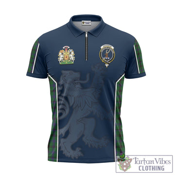 Tartan Vibes Clothing Davidson Tartan Zipper Polo Shirt with Family Crest and Lion Rampant Vibes Sport Style