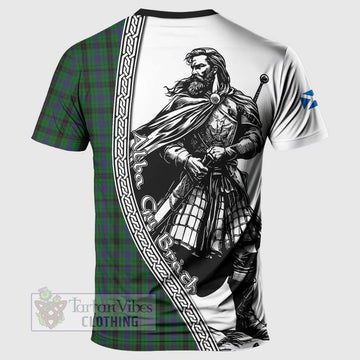 Tartan Vibes Clothing Davidson Tartan Clan Crest T-Shirt with Highlander Warrior Celtic Style
