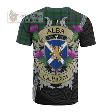 Davidson Tartan Family Crest Cotton T-shirt Lion Rampant Royal Thistle Shield Celtic Inspired