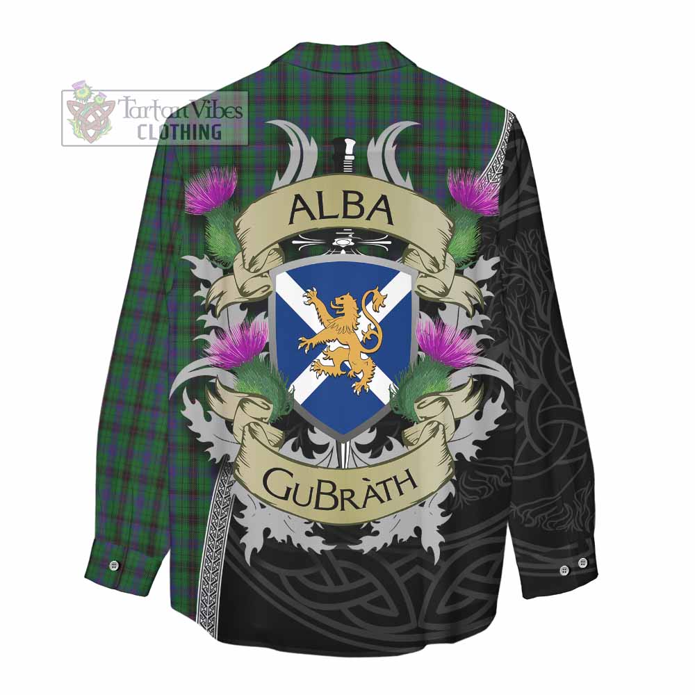 Tartan Vibes Clothing Davidson Tartan Family Crest Women's Casual Shirt Lion Rampant Royal Thistle Shield Celtic Inspired