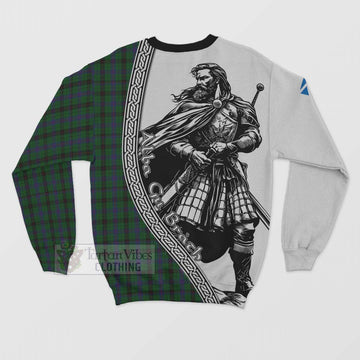 Davidson Tartan Clan Crest Sweatshirt with Highlander Warrior Celtic Style