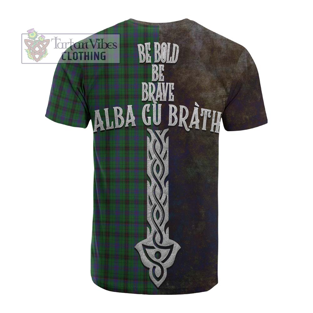 Tartan Vibes Clothing Davidson Tartan Family Crest Cotton T-shirt Alba Gu Brath Be Brave Lion Ancient Style