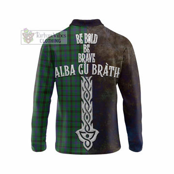 Davidson Tartan Family Crest Long Sleeve Polo Shirt Alba Gu Brath Be Brave Lion Ancient Style
