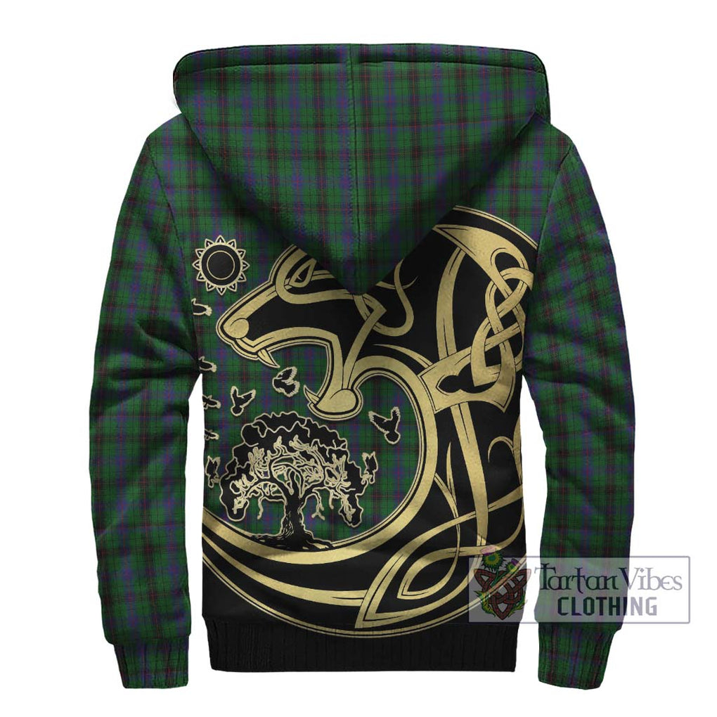 Davidson Tartan Sherpa Hoodie with Family Crest Celtic Wolf Style - Tartan Vibes Clothing