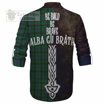 Davidson Tartan Family Crest Ghillie Kilt Shirt Alba Gu Brath Be Brave Lion Ancient Style