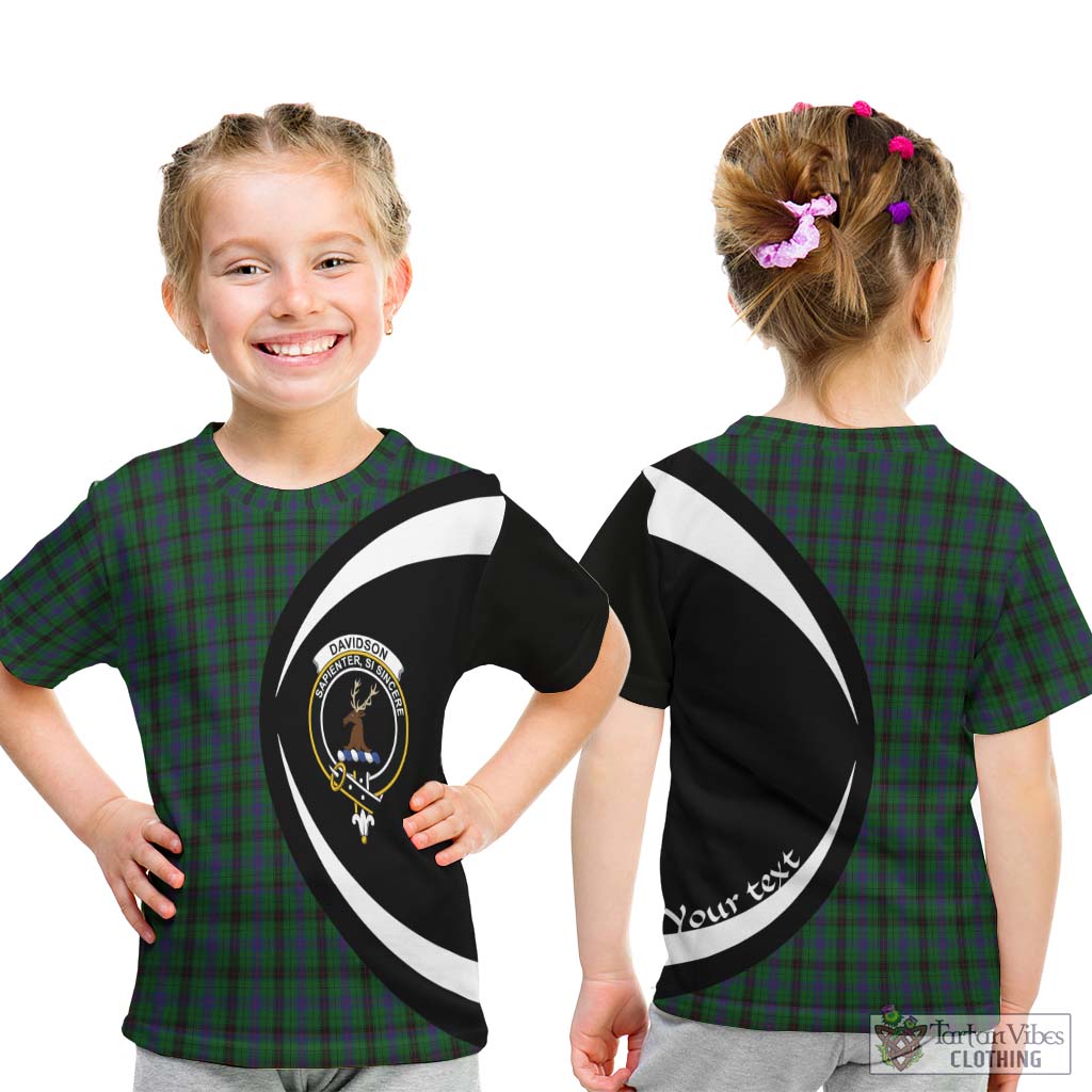 Davidson Tartan Kid T-Shirt with Family Crest Circle Style - Tartan Vibes Clothing