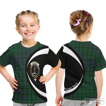 Davidson Tartan Kid T-Shirt with Family Crest Circle Style