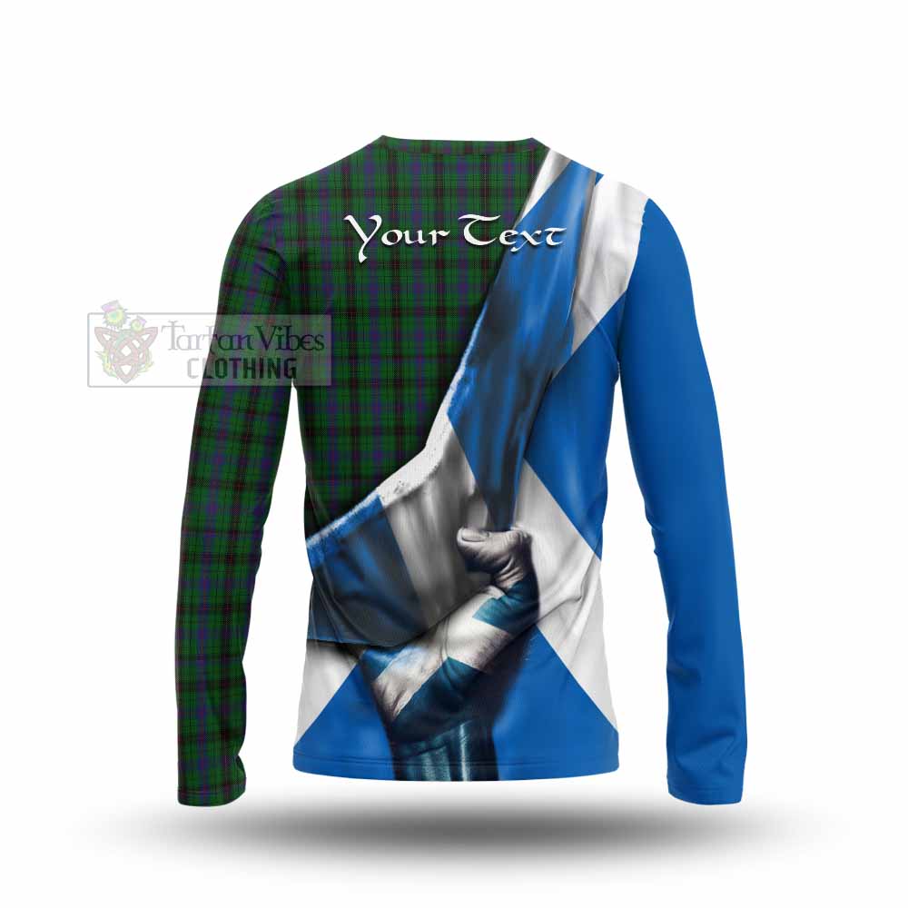 Tartan Vibes Clothing Davidson Tartan Long Sleeve T-Shirt with Family Crest Scotland Patriotic Style