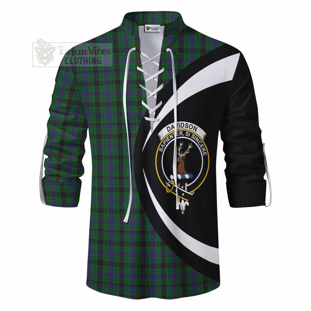 Tartan Vibes Clothing Davidson Tartan Ghillie Kilt Shirt with Family Crest Circle Style
