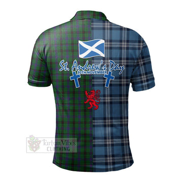 Tartan Vibes Clothing Davidson Tartan Polo Shirt Happy St. Andrew's Day Half Tartan Style