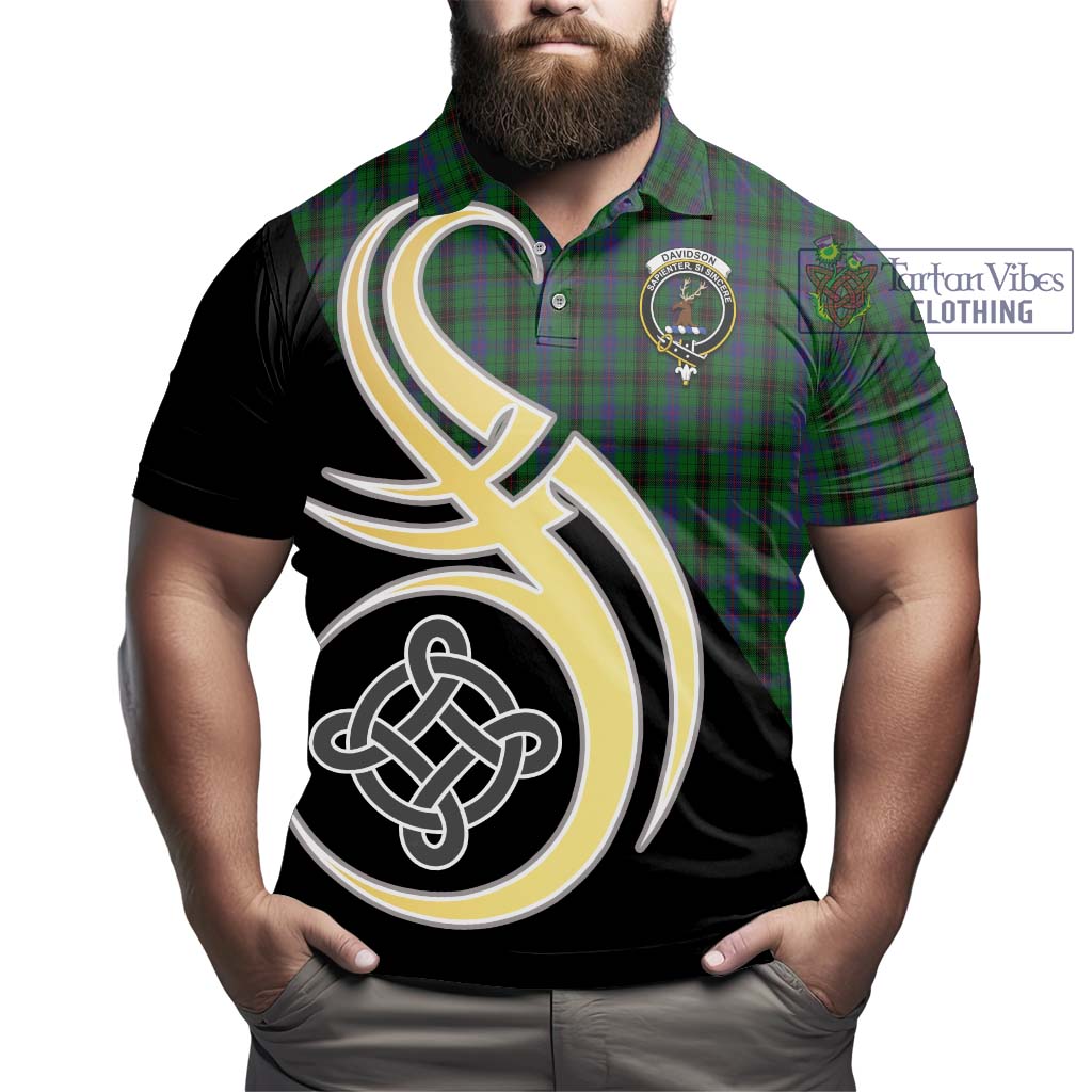 Davidson Tartan Polo Shirt with Family Crest and Celtic Symbol Style - Tartan Vibes Clothing