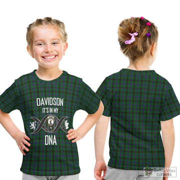Davidson Tartan Kid T-Shirt with Family Crest DNA In Me Style