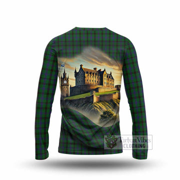 Davidson Tartan Family Crest Long Sleeve T-Shirt with Scottish Ancient Castle Style