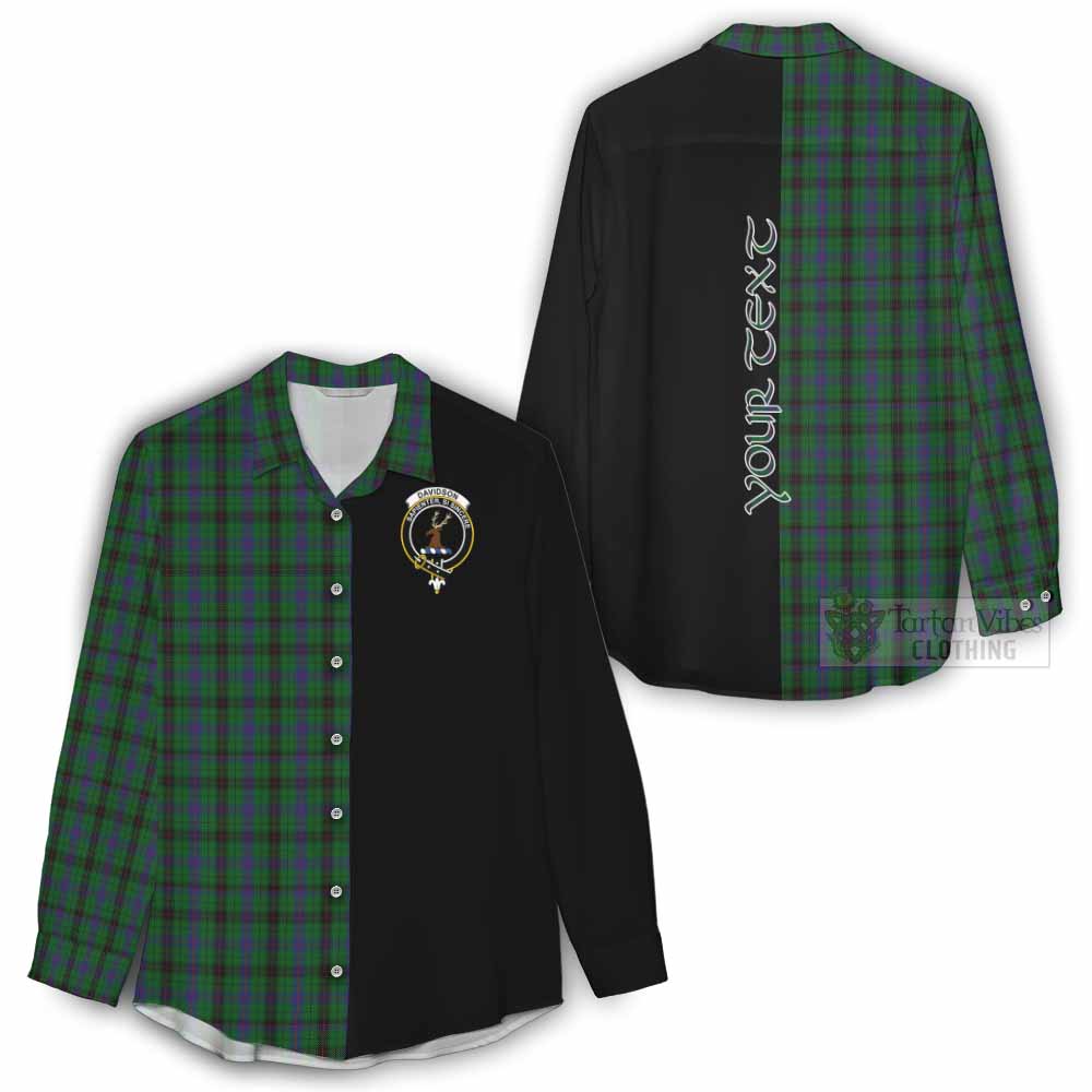 Tartan Vibes Clothing Davidson Tartan Women's Casual Shirt with Family Crest and Half Of Me Style