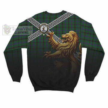 Davidson Crest Tartan Sweatshirt with Golden Lion Emblem Celtic Style