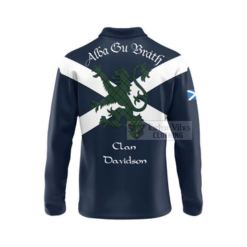 Tartan Vibes Clothing Davidson Tartan Lion Rampant Long Sleeve Polo Shirt – Proudly Display Your Heritage with Alba Gu Brath and Clan Name