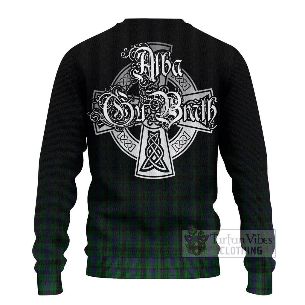 Tartan Vibes Clothing Davidson Tartan Knitted Sweater Featuring Alba Gu Brath Family Crest Celtic Inspired
