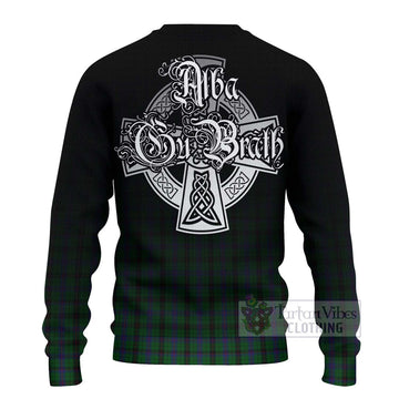 Tartan Vibes Clothing Davidson Tartan Knitted Sweater Featuring Alba Gu Brath Family Crest Celtic Inspired