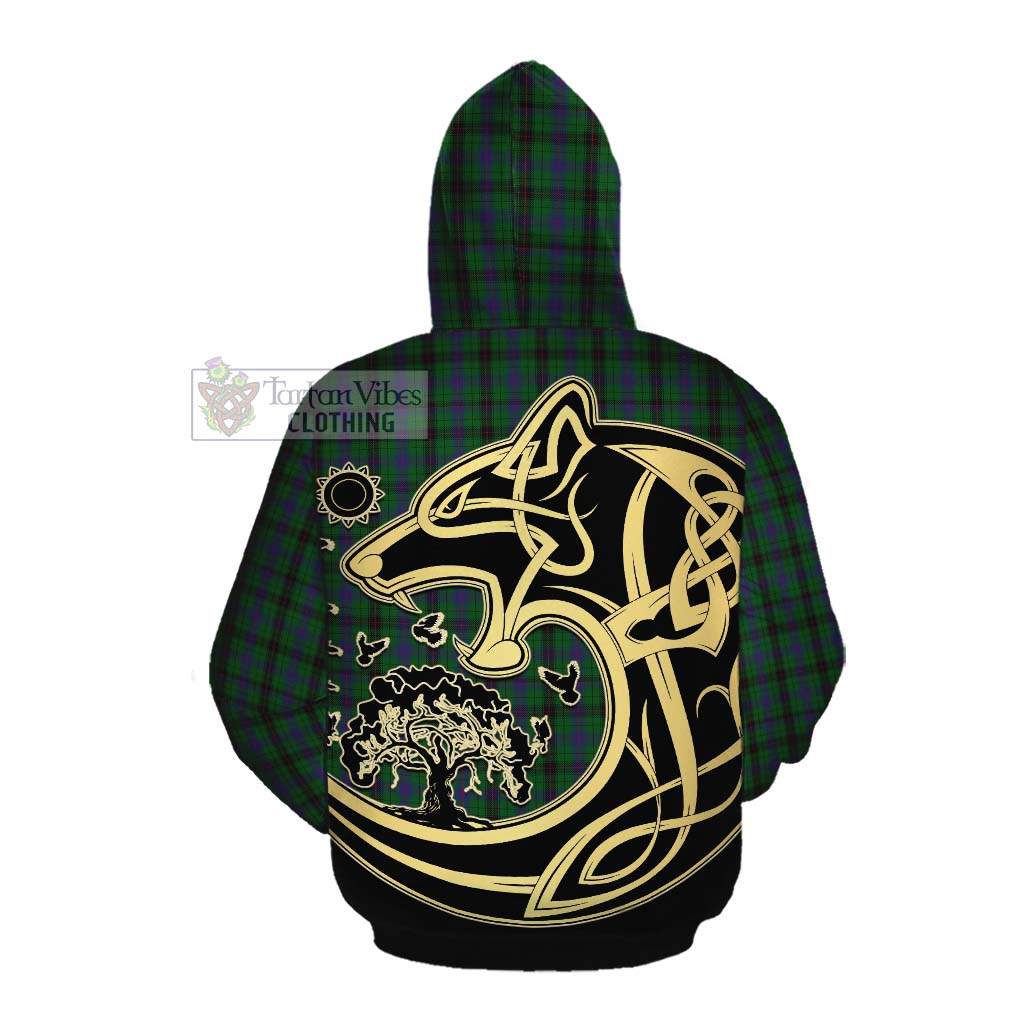 Davidson Tartan Cotton Hoodie with Family Crest Celtic Wolf Style Pullover Hoodie - Tartan Vibes Clothing