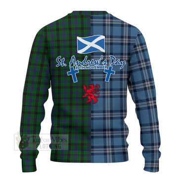 Tartan Vibes Clothing Davidson Tartan Knitted Sweater Happy St. Andrew's Day Half Tartan Style