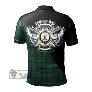 Davidson Tartan Polo Shirt with Family Crest and Military Logo Style - Tartanvibesclothing Shop