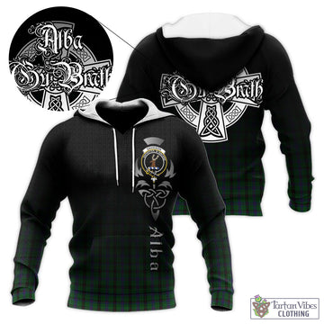 Davidson Tartan Knitted Hoodie Featuring Alba Gu Brath Family Crest Celtic Inspired