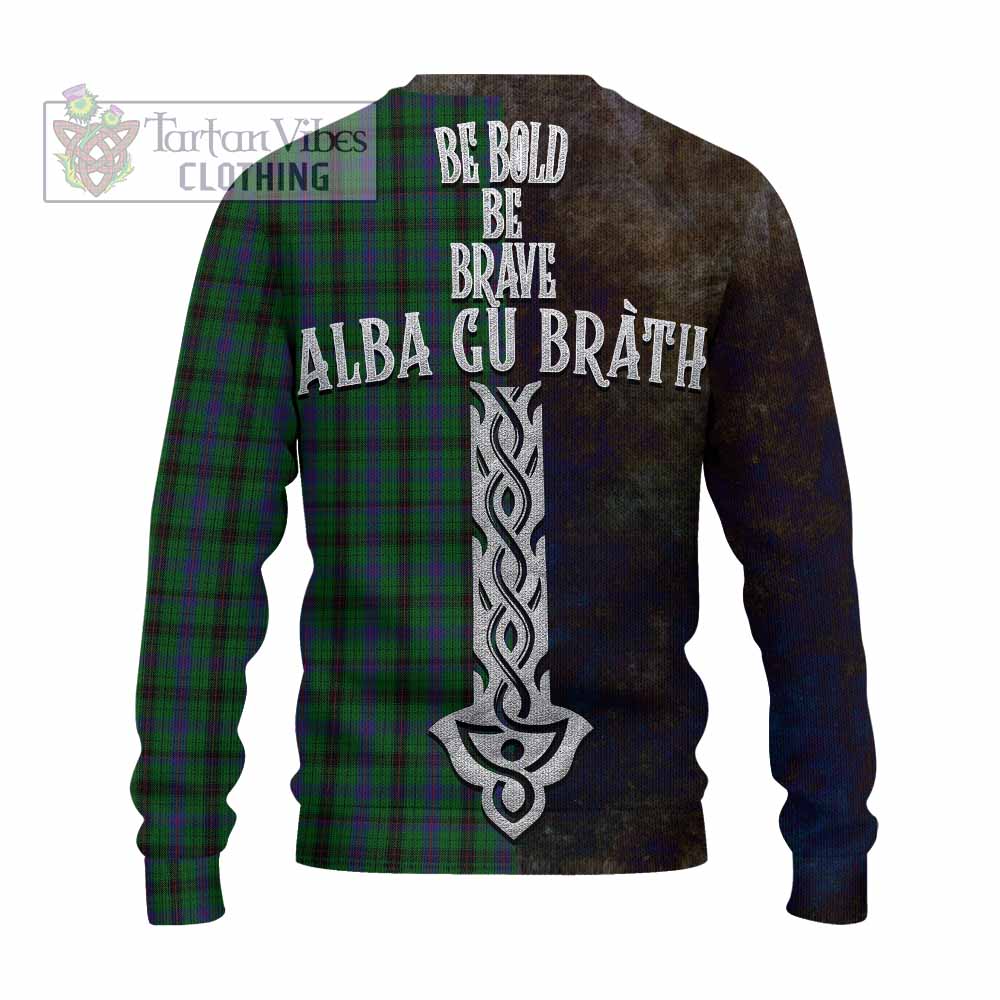 Tartan Vibes Clothing Davidson Tartan Family Crest Knitted Sweater Alba Gu Brath Be Brave Lion Ancient Style