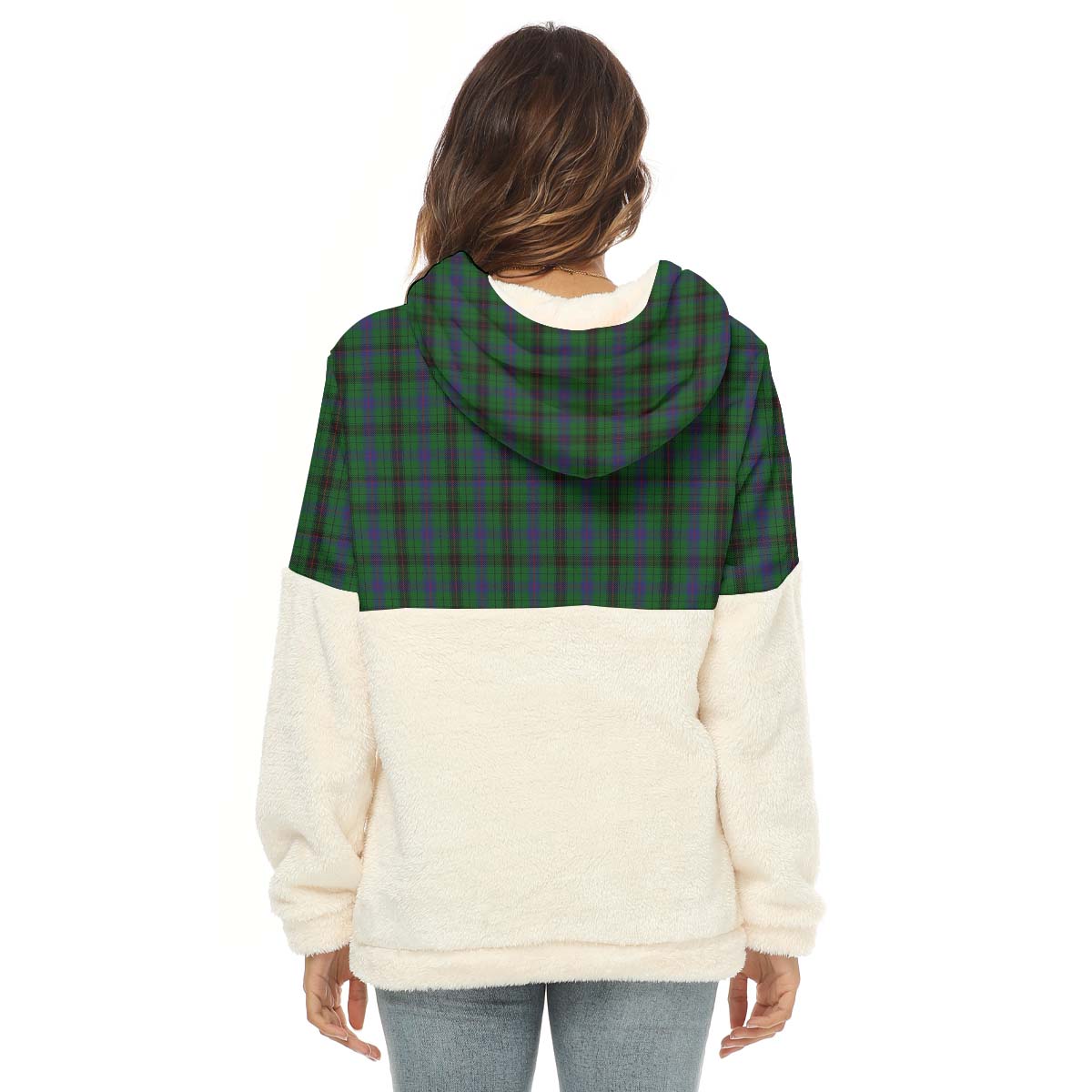 Davidson Tartan Women's Borg Fleece Hoodie With Half Zip - Tartan Vibes Clothing