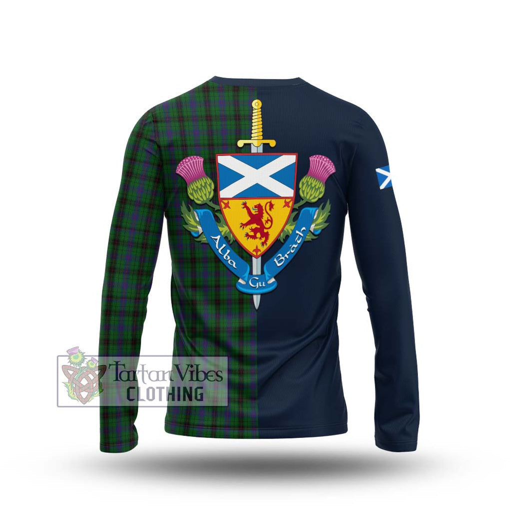 Tartan Vibes Clothing Davidson Tartan Long Sleeve T-Shirt with Scottish Lion Royal Arm Half Style