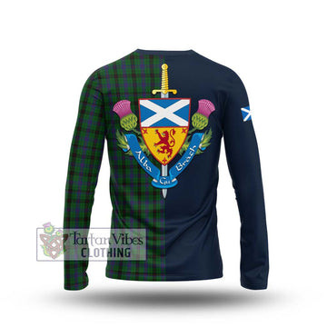 Tartan Vibes Clothing Davidson Tartan Long Sleeve T-Shirt with Scottish Lion Royal Arm Half Style