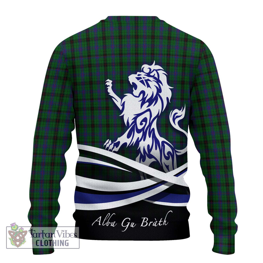 Davidson Tartan Knitted Sweater with Alba Gu Brath Regal Lion Emblem - Tartanvibesclothing Shop