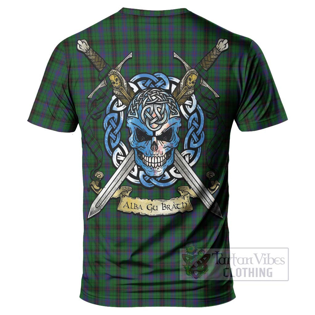 Tartan Vibes Clothing Davidson Tartan T-Shirt with Family Crest Celtic Skull Style