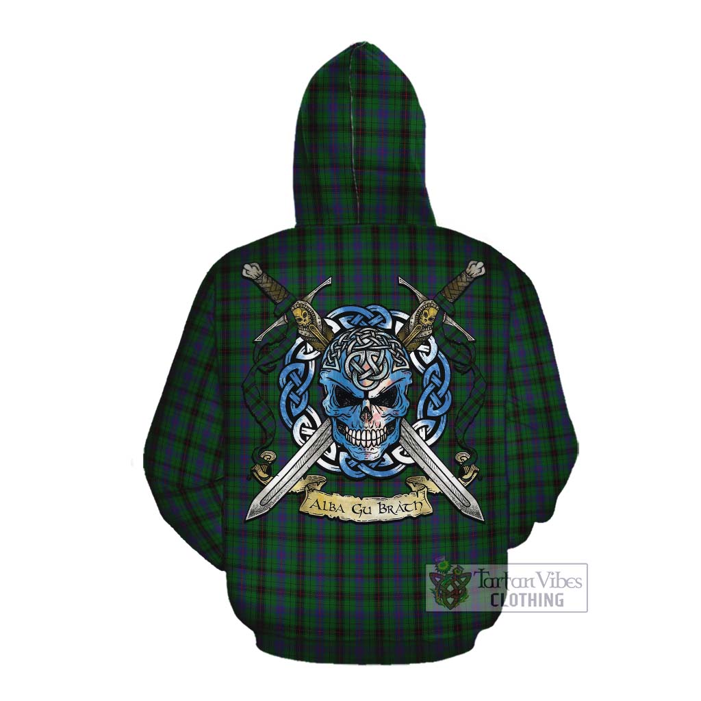 Davidson Tartan Cotton Hoodie with Family Crest Celtic Skull Style Pullover Hoodie - Tartan Vibes Clothing